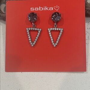Sabika Elegant Black and Silver Earrings